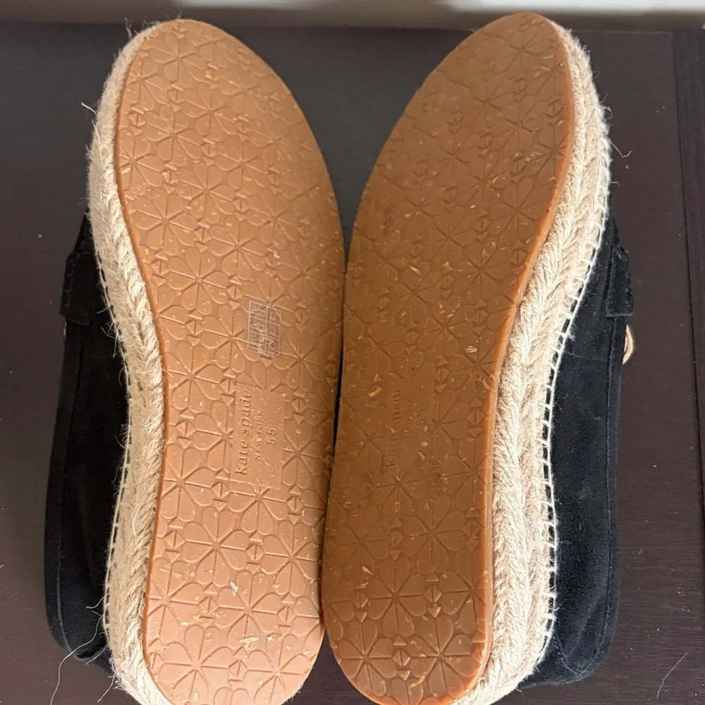 Kate Spade New York eastwell espadrille flat Black suede Sheep leather 5.5